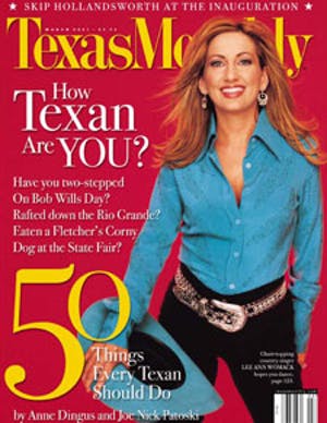 Cover of Texas Monthly March 2001